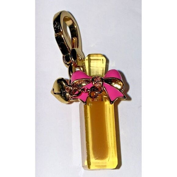 Juicy Couture 2013 Gold Viva La Fleur Pink Bow Fragrance Charm authentic RARE - Picture 5 of 11